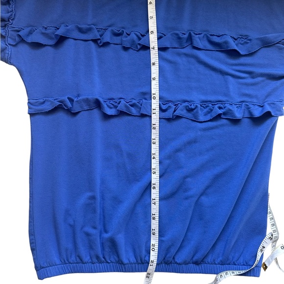Maurices Blue Ruffle Short Sleeve Elastic Waistband Tee T-shirt spring summer - Picture 5 of 7